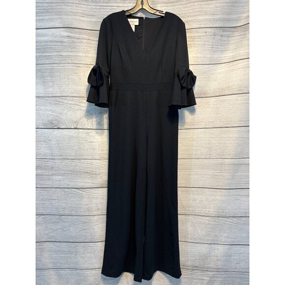 Donna Morgan V-neck Bell Sleeved Jumpsuit - Picture 1 of 4